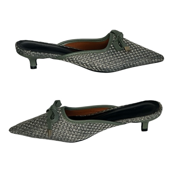 She & In Gray Textured Kitten Heel Pumps with Bowtie Detail - Size 6.5 / 37 - Picture 1 of 7